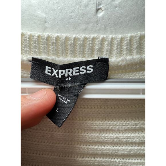 Express color block oversized sweater womens large casual cozy neutral capsule - Picture 2 of 8